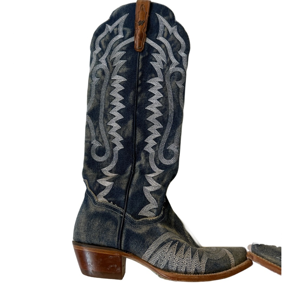 DAN POST WOMEN'S DENIM DARLIN' TALL WESTERN BOOTS - SNIP TOE - Picture 2 of 8